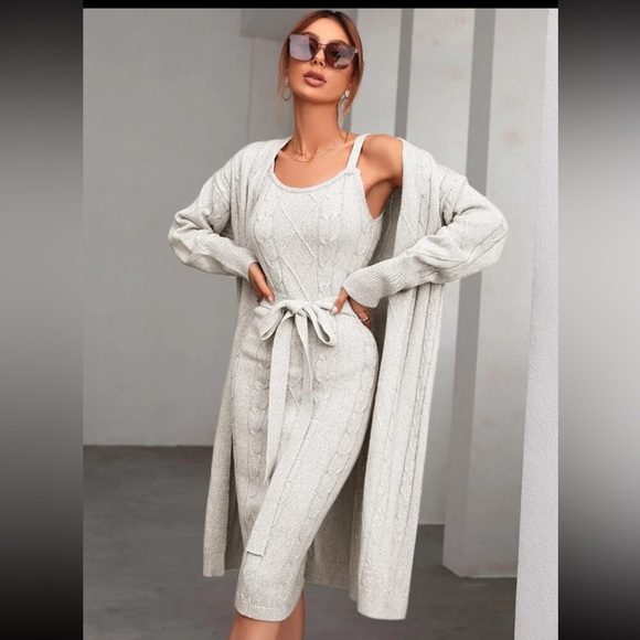 SHEIN cable knit sweater dress and cardigan - Picture 2 of 10